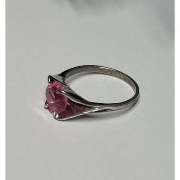 925 STERLING SILVER PINK TOPAZ RING SIZE 5 - Picture 7 of 9
